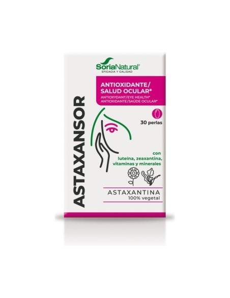 Astaxansor - Protector Ocular con Astaxantina 30 perlas de 790mg (790mg) Soria Natural