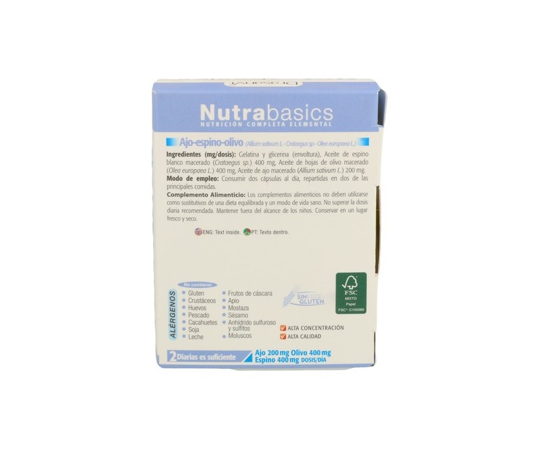 Nutrabasics Ajo-Espino-Olivo 60 cápsulas de 700mg Drasanvi