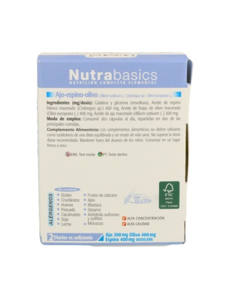 Nutrabasics Ajo-Espino-Olivo 60 cápsulas de 700mg Drasanvi