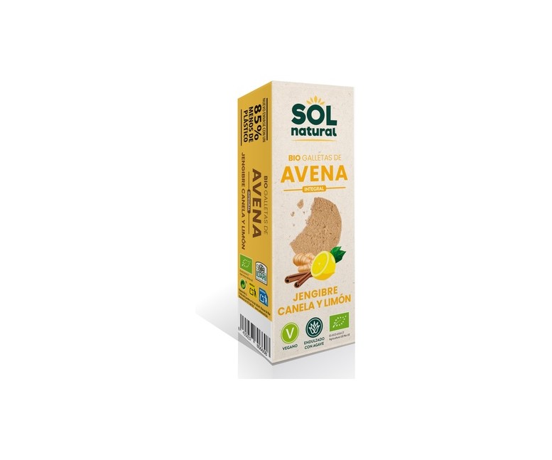 Galletas de avena con jengibre, canela y limón Bio 175 g Sol Natural