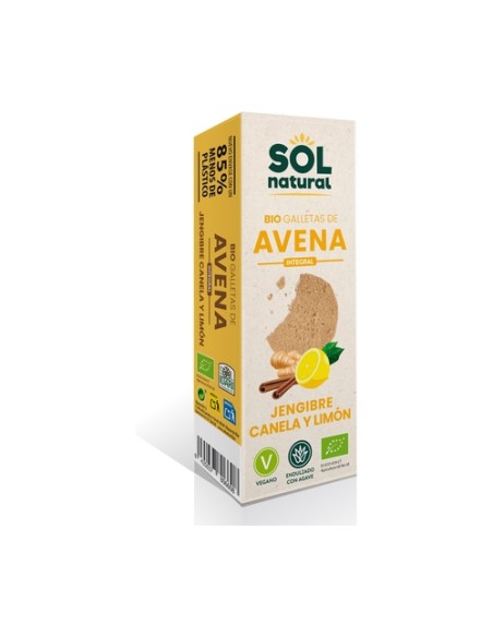 Galletas de avena con jengibre, canela y limón Bio 175 g Sol Natural