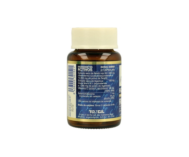 Agaricus reishi 40 cápsulas vegetales de 609mg Estado Puro