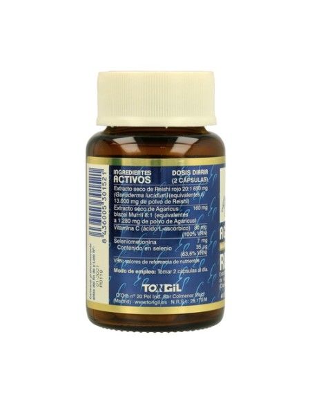 Agaricus reishi 40 cápsulas vegetales de 609mg Estado Puro