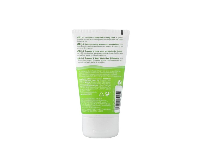 Champú y gel 2 en 1 kids lima chispeante 150 ml de crema (Limón) Weleda