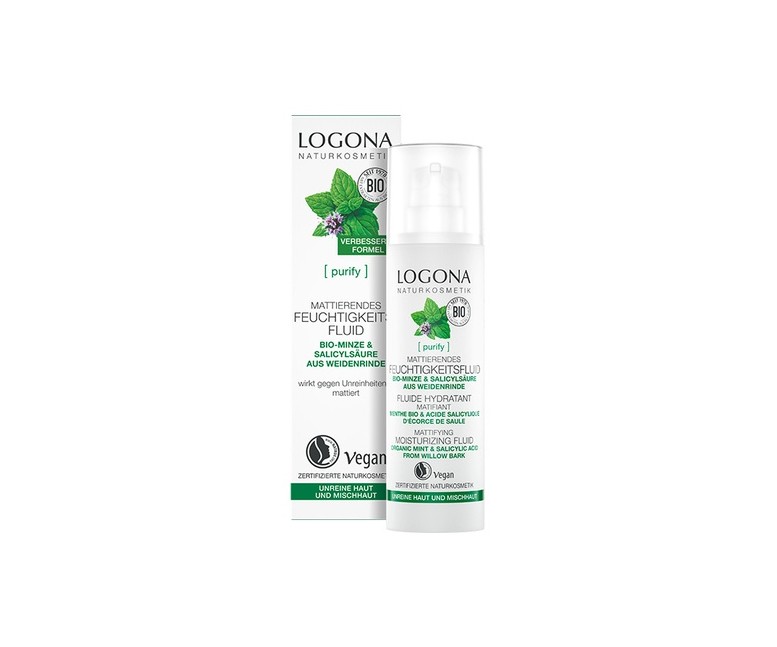 Fluido Hidratante Matificante Menta & Ácido Salicilico 30 ml Logona