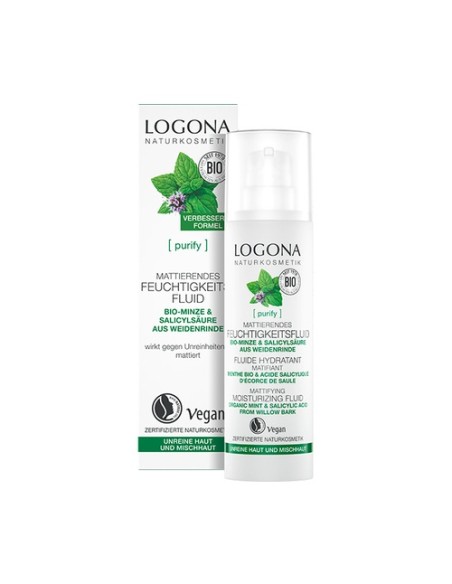 Fluido Hidratante Matificante Menta & Ácido Salicilico 30 ml Logona