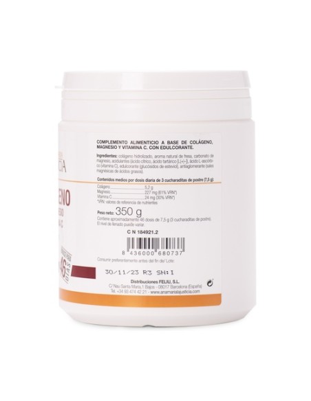 Colágeno con magnesio y vitamina C 350 g de polvo (Fresa) Ana Maria Lajusticia