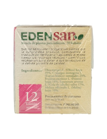 Edensan 12 Hip Infusiones 20 bolsitas infusoras Dietisa