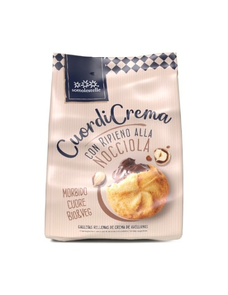 Galleta rellena de crema de avellanas y chocolate Bio 200 g Sottolestelle