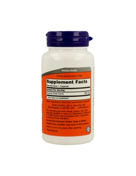 Taurina 500mg 100 cápsulas NOW Foods