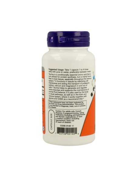 Taurina 500mg 100 cápsulas NOW Foods