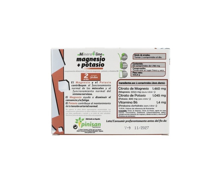 Magnesio + potasio 60 comprimidos Pinisan