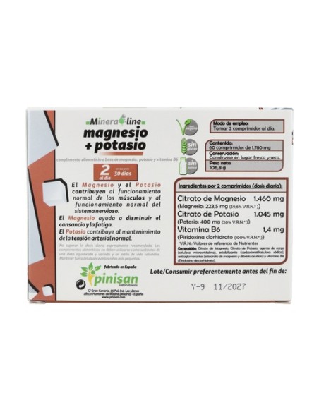 Magnesio + potasio 60 comprimidos Pinisan