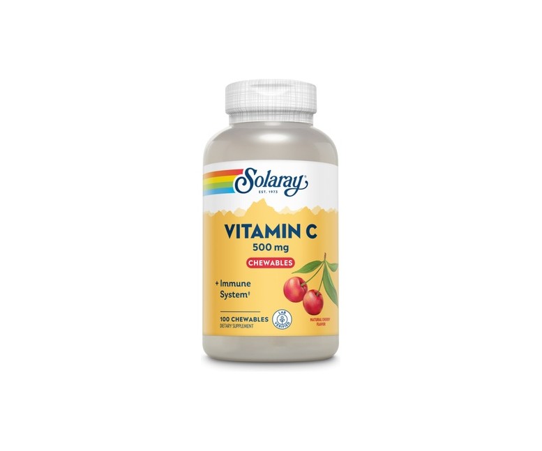 Vitamin C Chewable Natural Cherry Flavor 100 comprimidos de 500mg Solaray