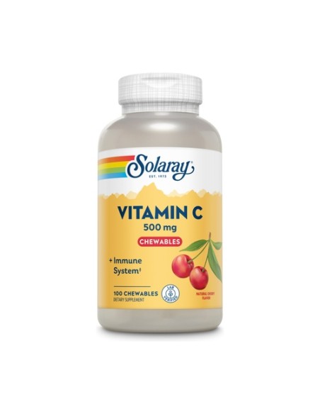 Vitamin C Chewable Natural Cherry Flavor 100 comprimidos de 500mg Solaray