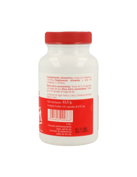 L-Arginina L-Ornitina 100 cápsulas de 500mg Nutrisport