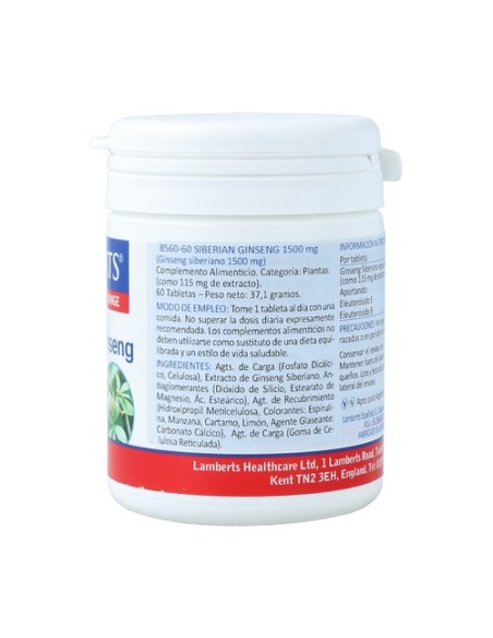 Ginseng siberiano 60 tabletas de 1500mg Lamberts