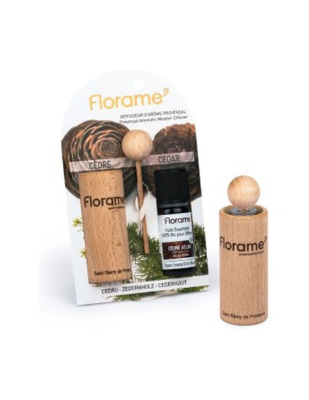 Difusor provenzal de madera + Aceite Esencial de Madera de Cedro 10 ml Florame