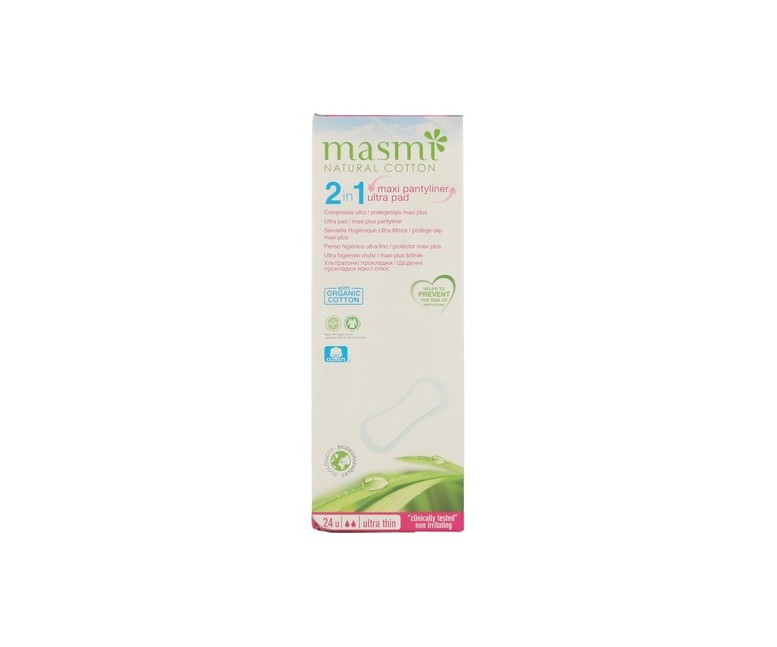 Protegeslip Maxi Plus 2 en 1 24 unidades Masmi Natural Cotton