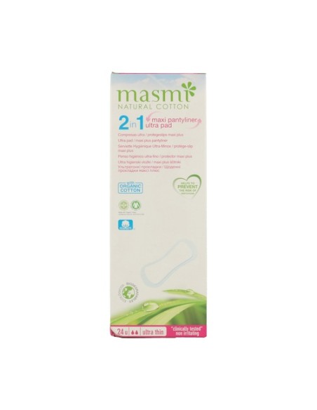 Protegeslip Maxi Plus 2 en 1 24 unidades Masmi Natural Cotton