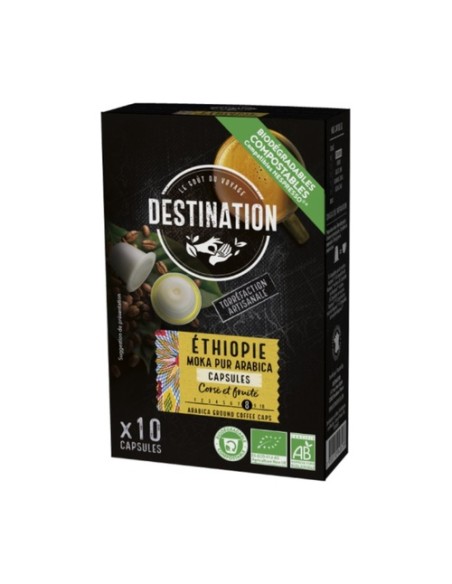 Café en cápsulas biodegradables de Mocha Ethiopia 10 unidades de 5.5g Destination Bio