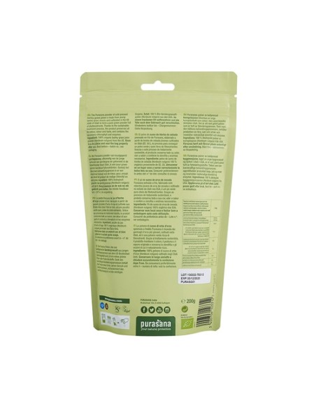 Zumo de hierba de cebada en polvo vegano bio 200 g de polvo Purasana