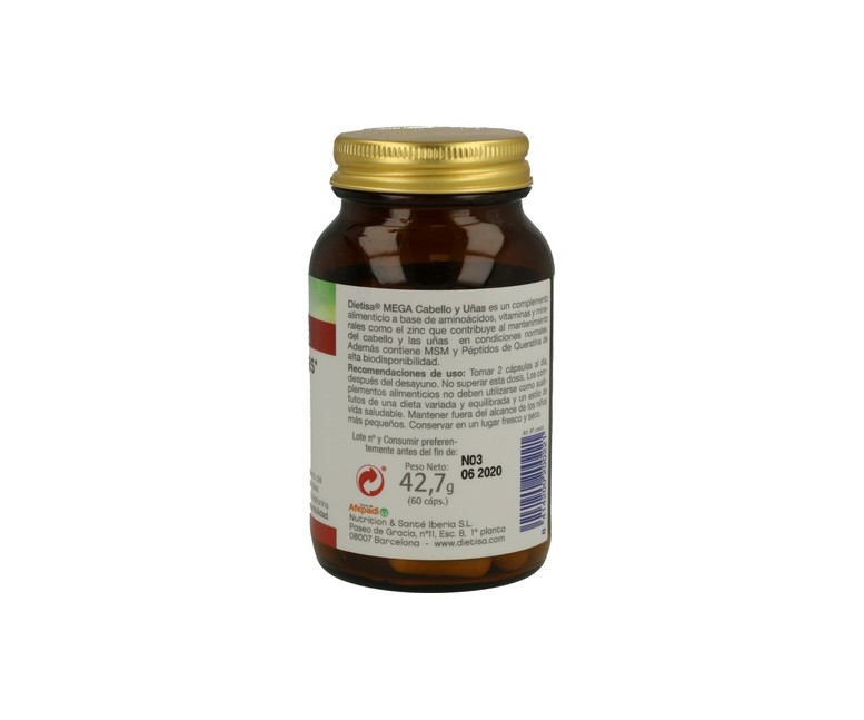 Mega Cabello y uñas 60 cápsulas vegetales Dietisa