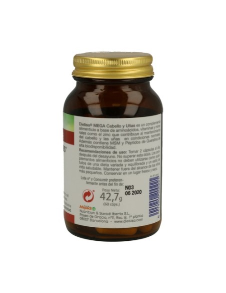 Mega Cabello y uñas 60 cápsulas vegetales Dietisa