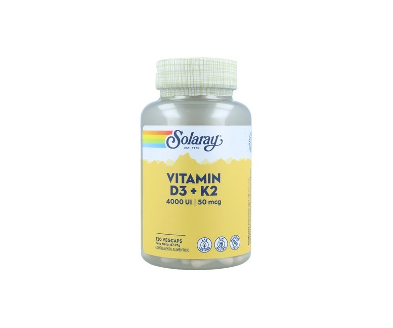 Vitamina D3 y K2 120 cápsulas vegetales Solaray