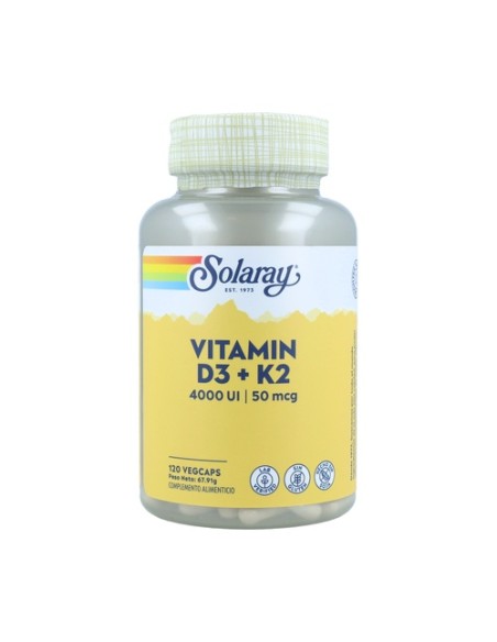 Vitamina D3 y K2 120 cápsulas vegetales Solaray