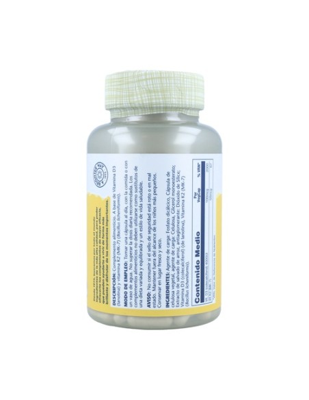 Vitamina D3 y K2 120 cápsulas vegetales Solaray