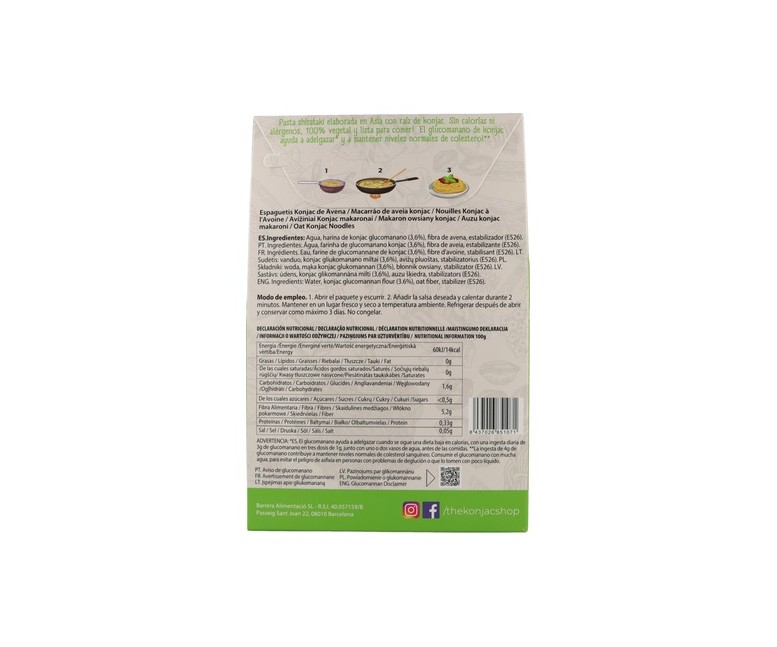 Espaguetis de avena de konjac 200 g The Konjac Shop