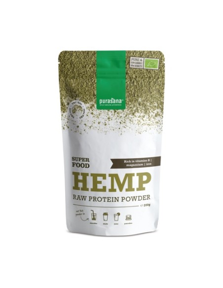 Proteína de cáñamo en polvo 50% 200 g de polvo Purasana