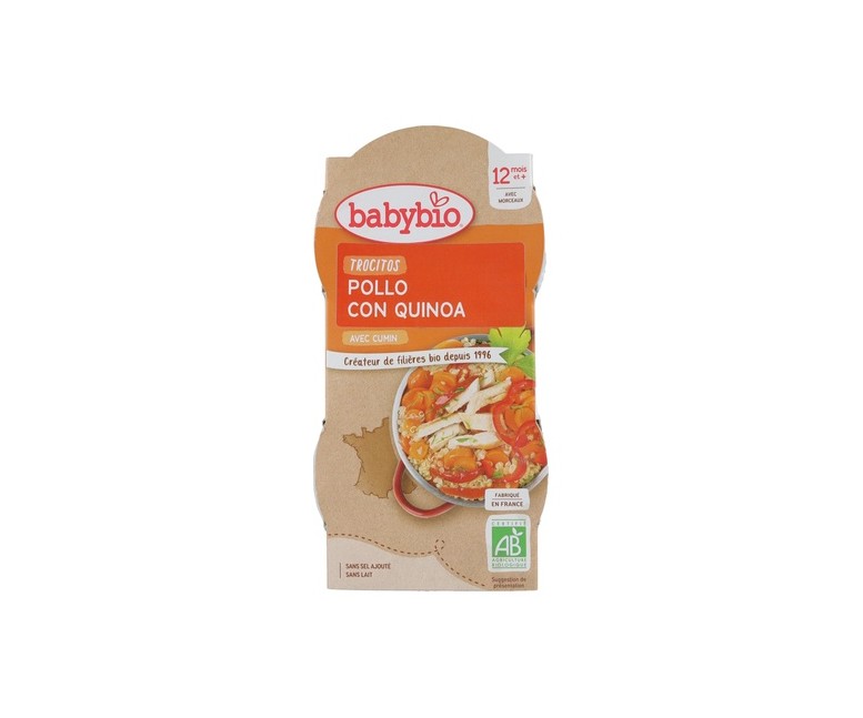 Tarrito de día trocitos pollo quinoa 12m+ 2 unidades de 200 g Babybio