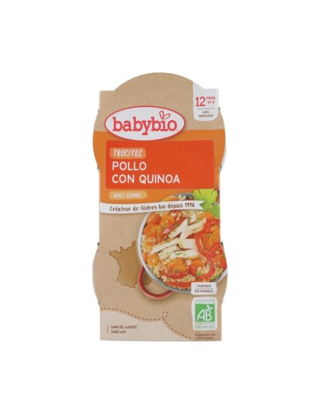 Tarrito de día trocitos pollo quinoa 12m+ 2 unidades de 200 g Babybio
