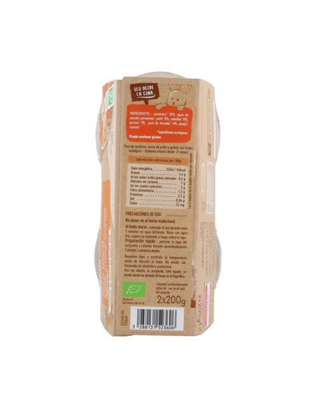 Tarrito de día trocitos pollo quinoa 12m+ 2 unidades de 200 g Babybio