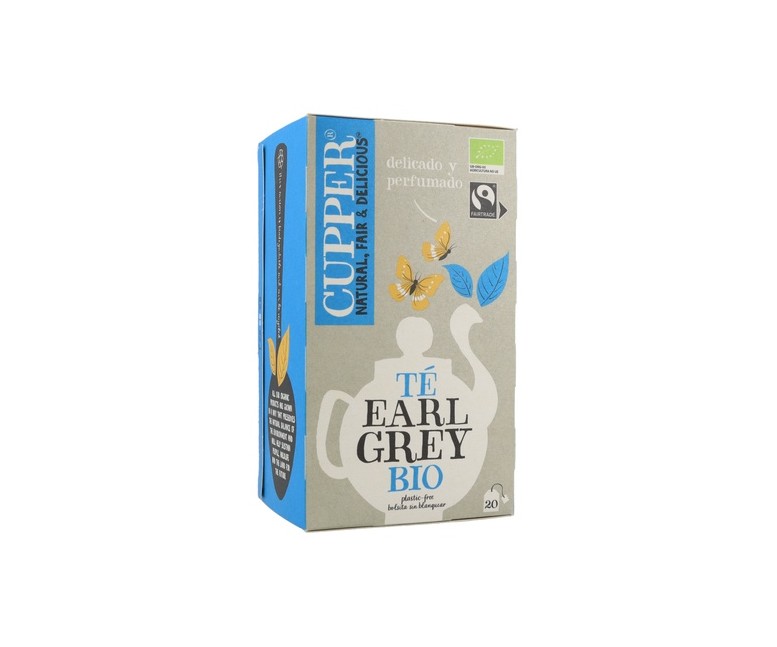 Infusión té negro classic earl grey Bio 20 bolsitas infusoras Cupper