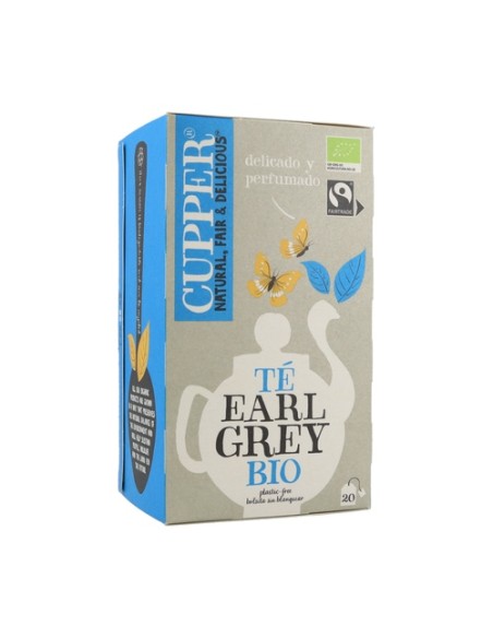 Infusión té negro classic earl grey Bio 20 bolsitas infusoras Cupper