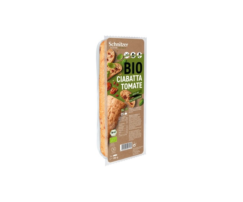 Pan ciabatta de tomate sin gluten 180 g Schnitzer