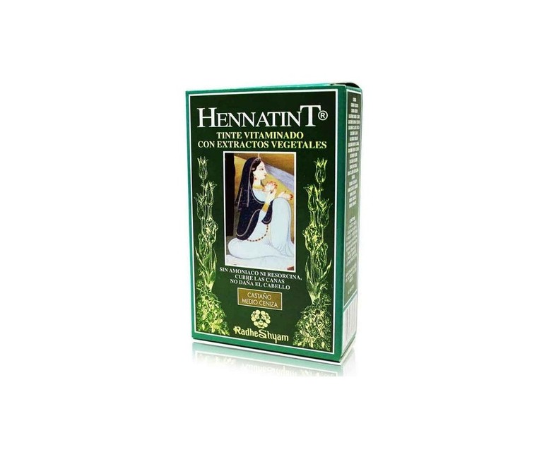 Hennatint tinte para cabello castaño medio ceniza 120 ml Radhe Shyam