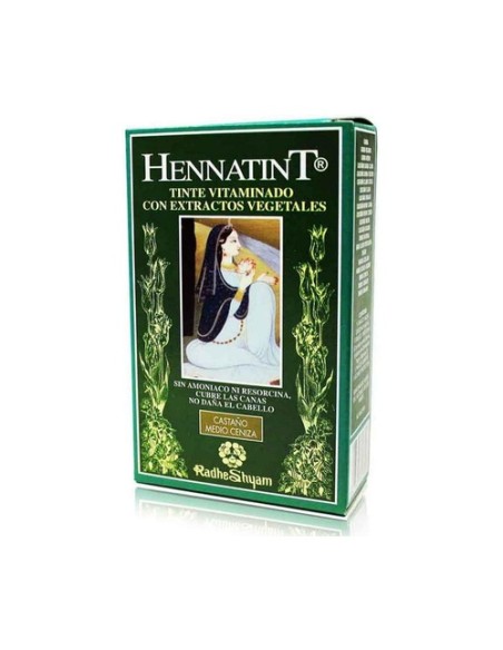 Hennatint tinte para cabello castaño medio ceniza 120 ml Radhe Shyam