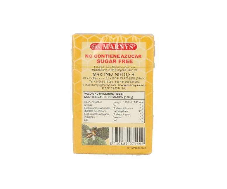 Caramelos sin Azúcar de Propóleo Mentol y Eucalipto 36,5 g MARNYS®