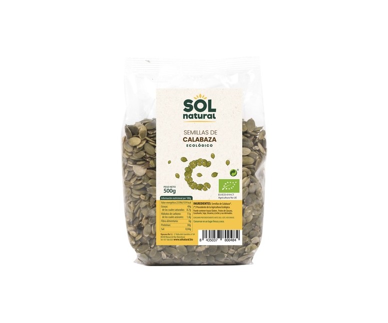 Semillas de calabaza Bio 500 g Sol Natural
