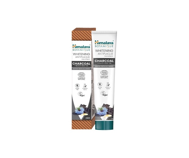 Dentífrico Botanique Blanqueador Carbón y Aceite de Semilla Negra Ecocert 75 ml Himalaya Herbals