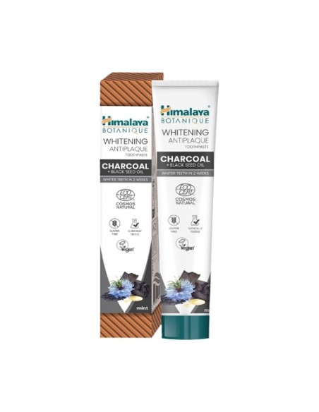 Dentífrico Botanique Blanqueador Carbón y Aceite de Semilla Negra Ecocert 75 ml Himalaya Herbals