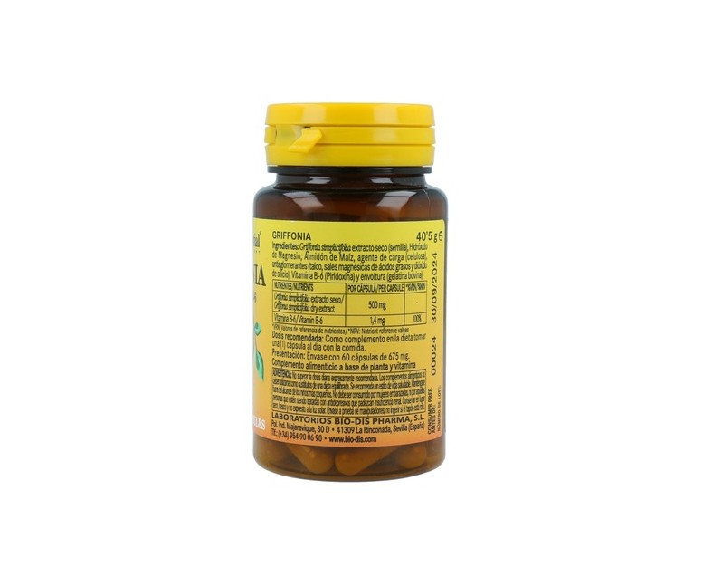 Griffonia + Magnesio + Viamina B6 60 cápsulas de 500mg Nature essential
