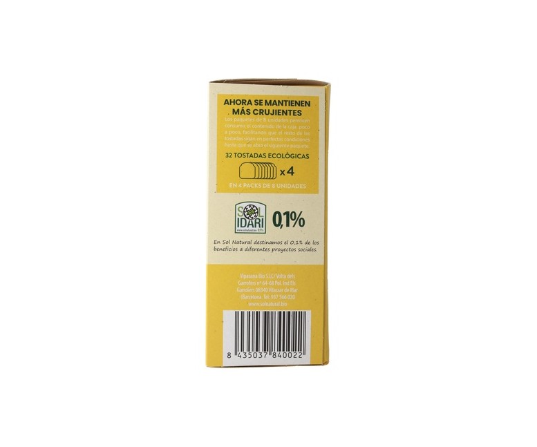 Biscotes de Espelta Bio 270 g Sol Natural