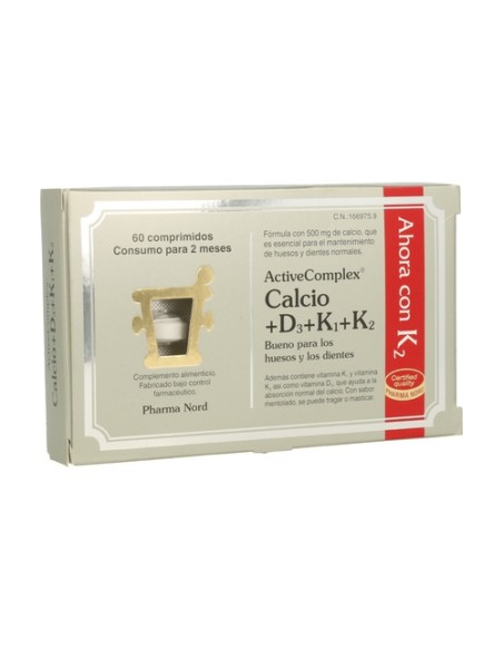 ActiveComplex® Calcio+D3+K1+K2 60 comprimidos (Menta) Pharma Nord
