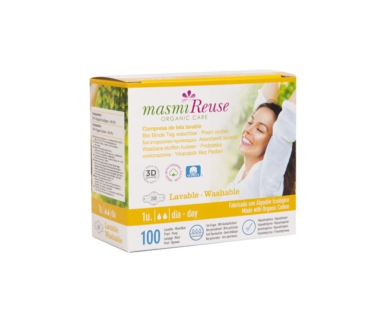 Compresa de tela lavable con alas Día 1 unidad Masmi Natural Cotton