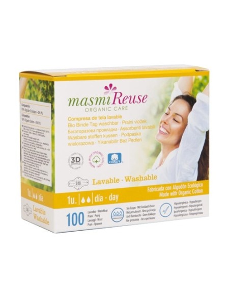 Compresa de tela lavable con alas Día 1 unidad Masmi Natural Cotton